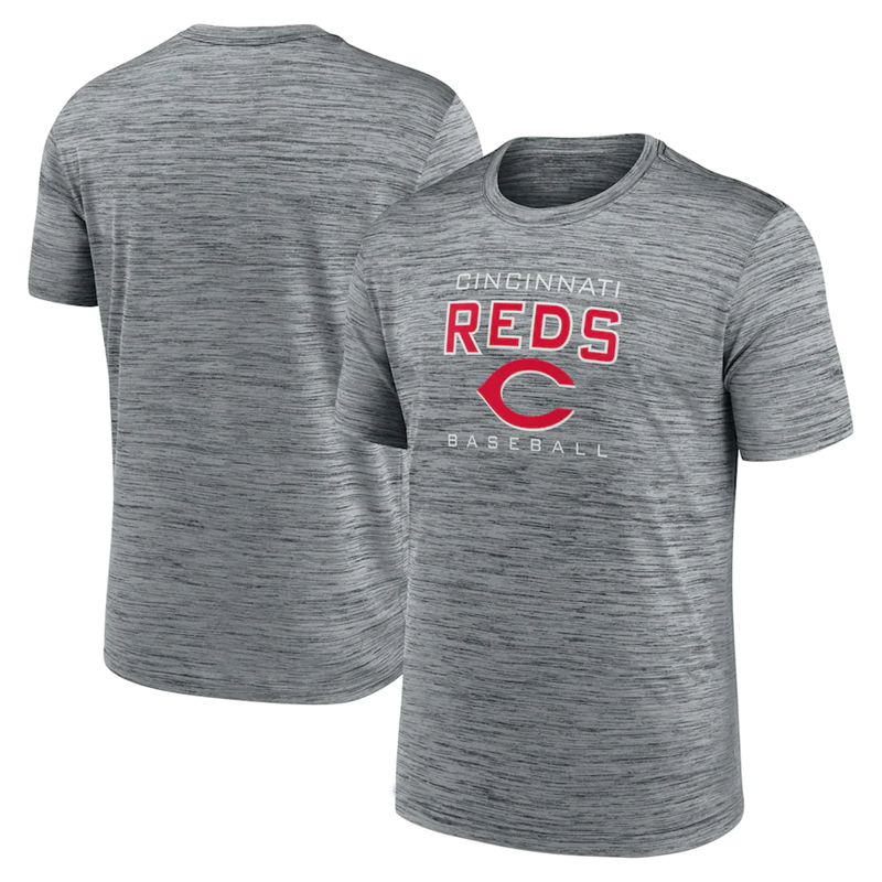Men's Cincinnati Reds Grey Velocity Practice Performance T-Shirt